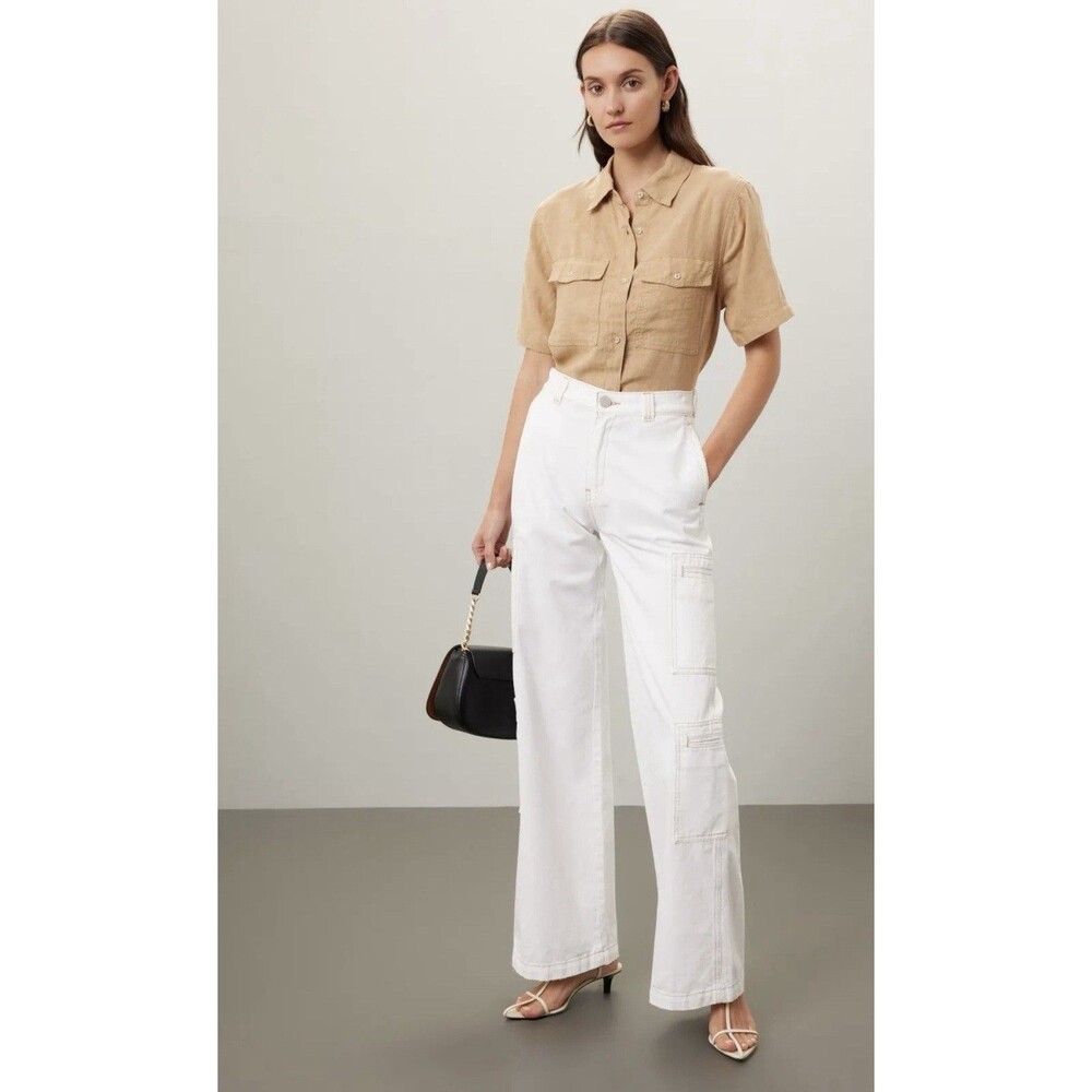 Hudson High Rise Welt Pocket Cargo Wide Leg pants White Sz 26 White